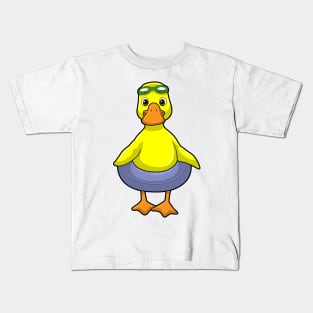 Duck at Swimming with Swim ring Kids T-Shirt